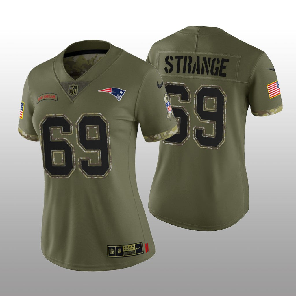New England Patriots Cole Strange Olive Limited Jersey Salute To Service Women's