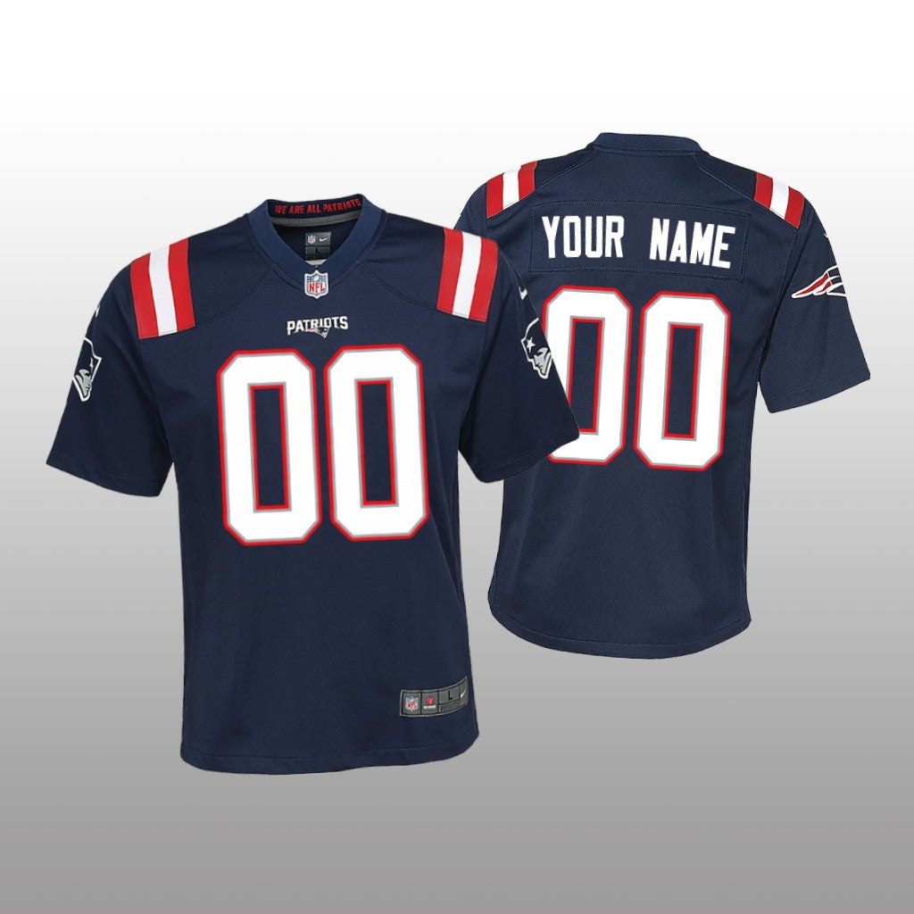 New England Patriots Custom Navy Jersey Game Youth