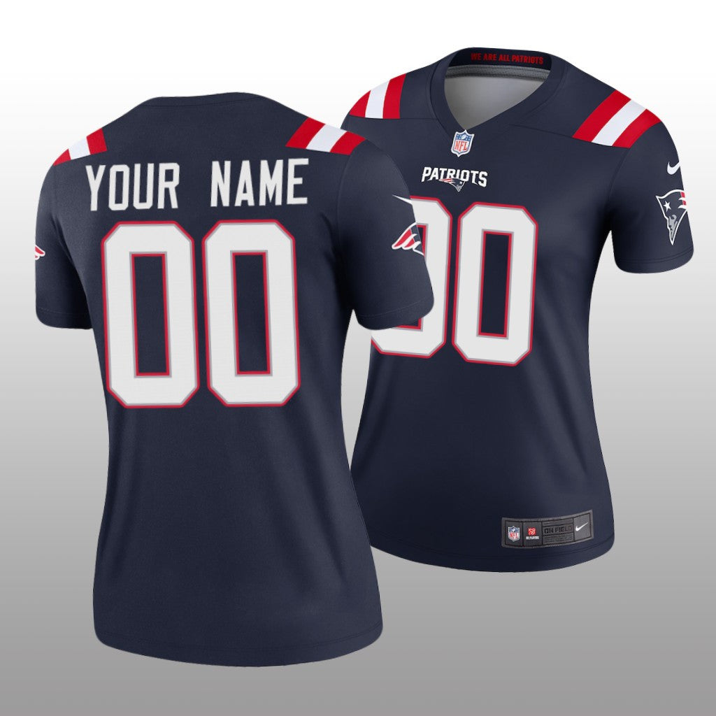 New England Patriots Custom Navy Jersey Legend Women's