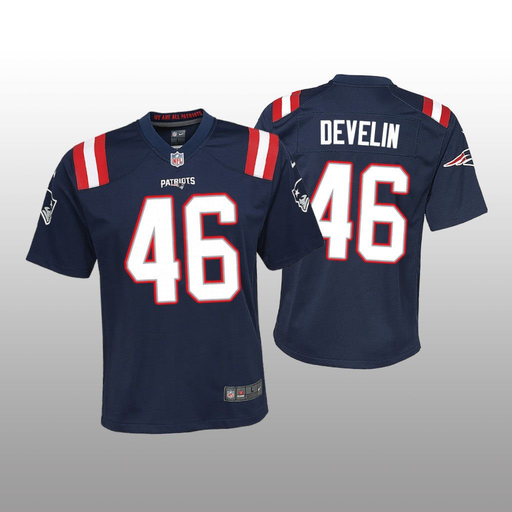 New England Patriots James Develin Navy Jersey Game Youth