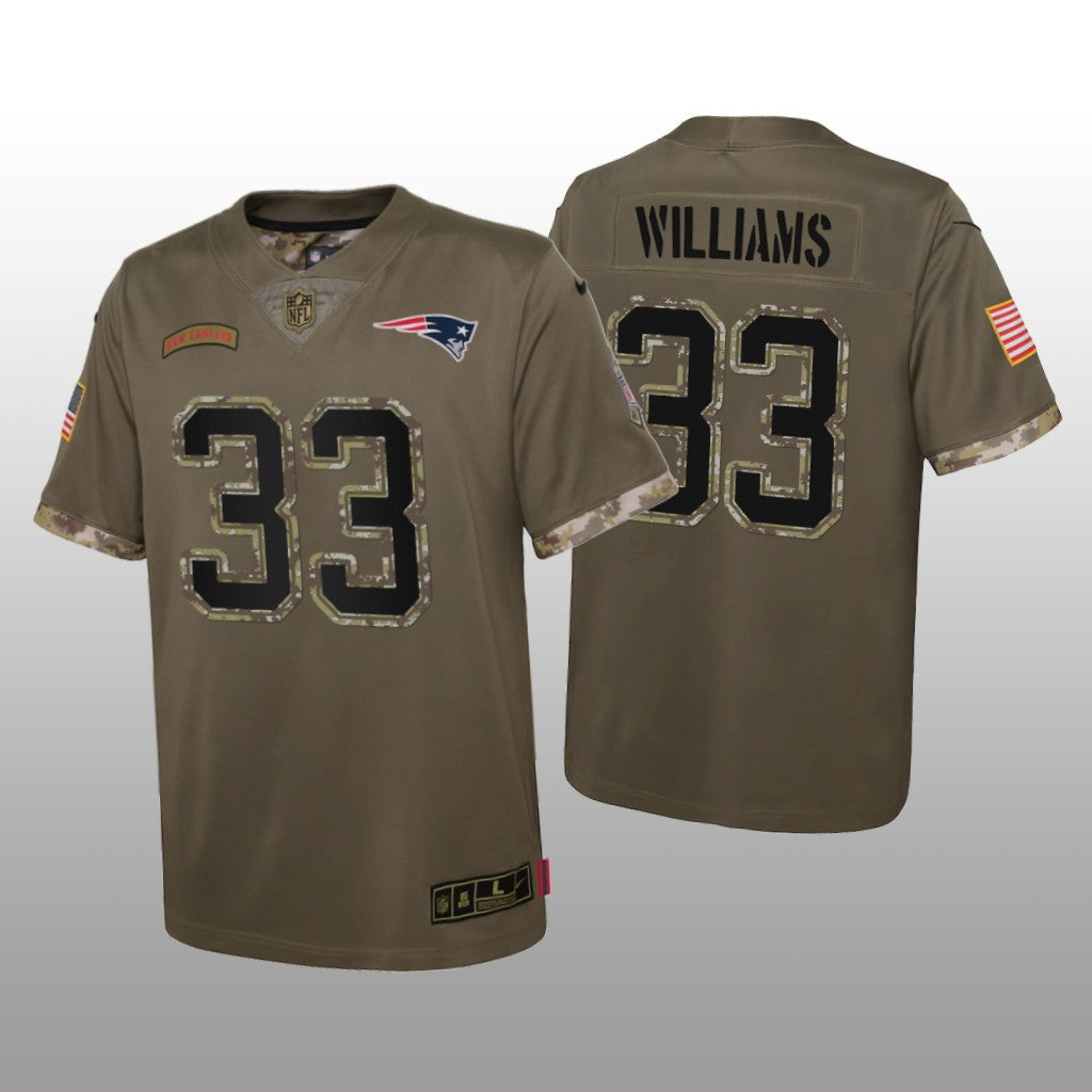 New England Patriots Joejuan Williams Olive Limited Jersey Salute To Service Youth