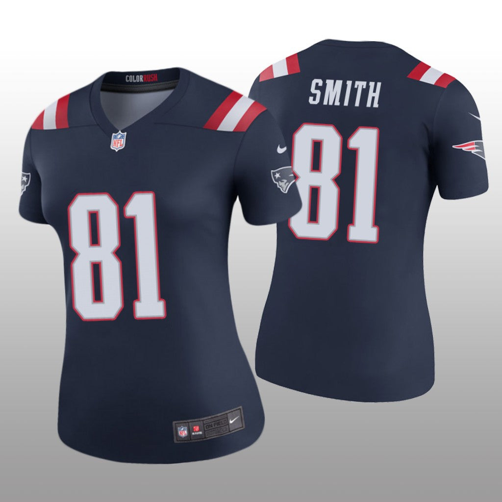 New England Patriots Jonnu Smith Navy Jersey Color Rush Legend Women's