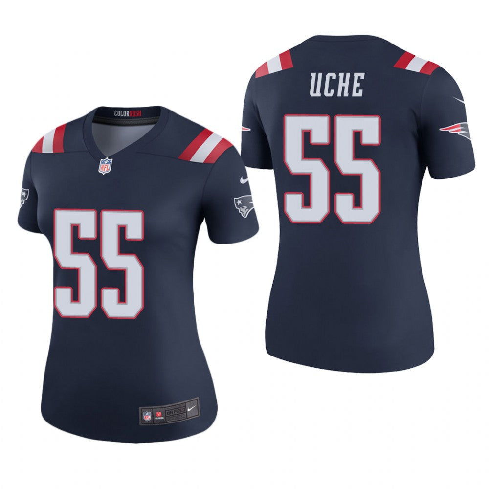 New England Patriots Josh Uche Navy Jersey Color Rush Legend Women's