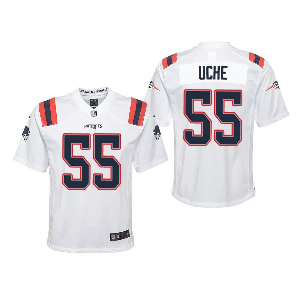 New England Patriots Josh Uche White Jersey Game Youth