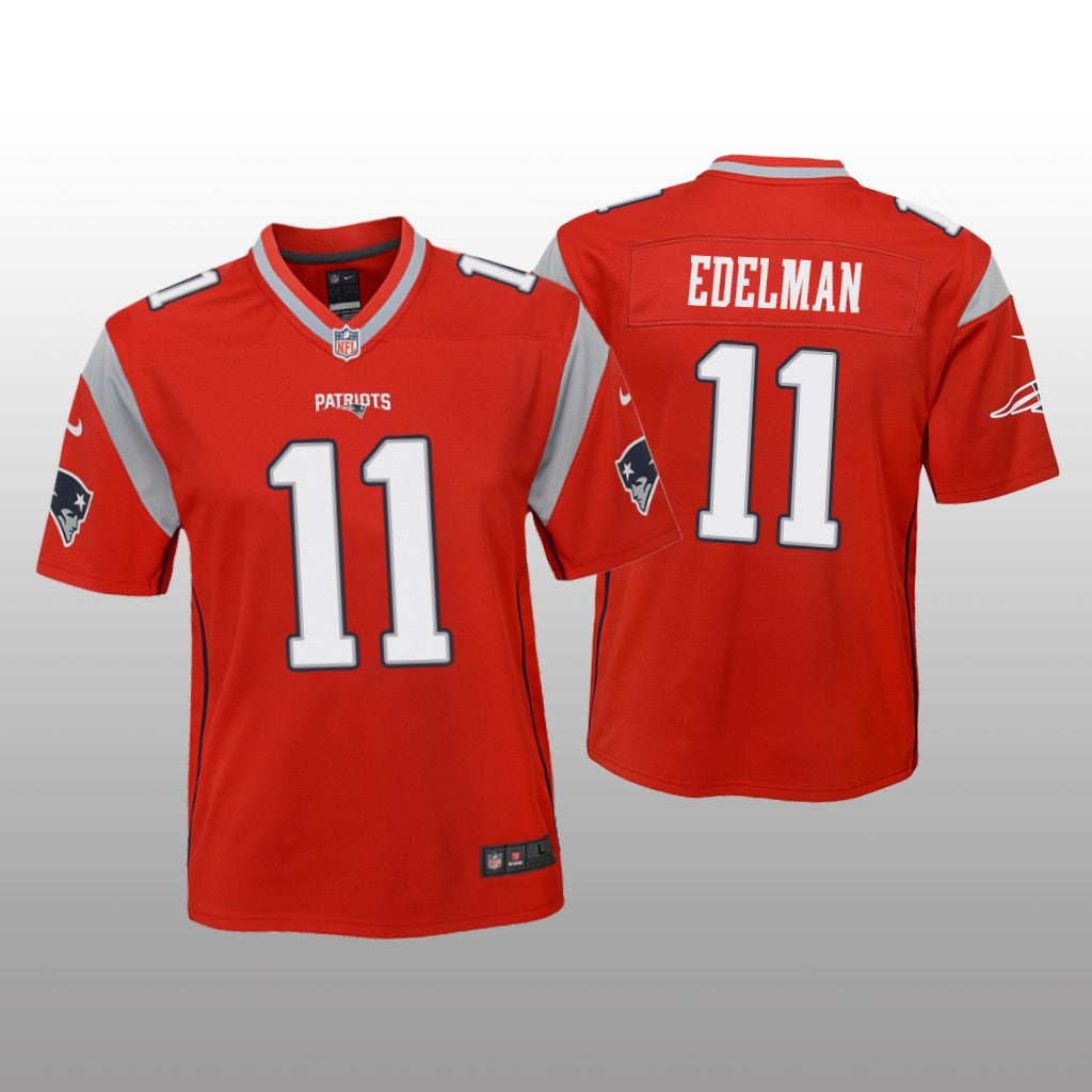 New England Patriots Julian Edelman Red Jersey Inverted Game Youth
