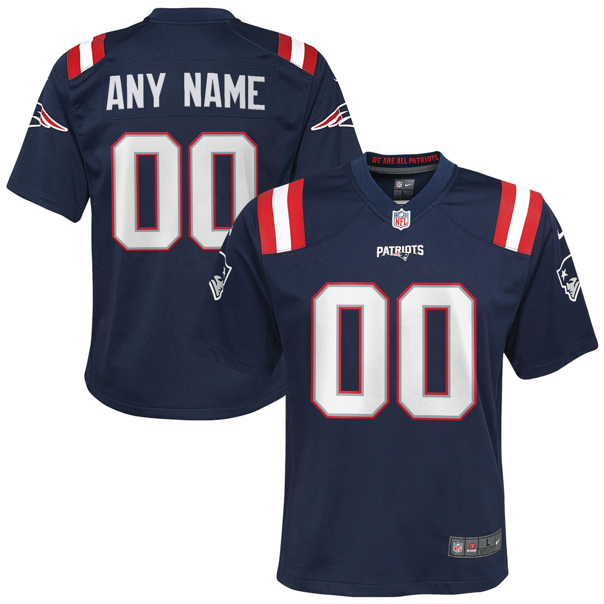 New England Patriots Nike Youth Custom Game Jersey Navy