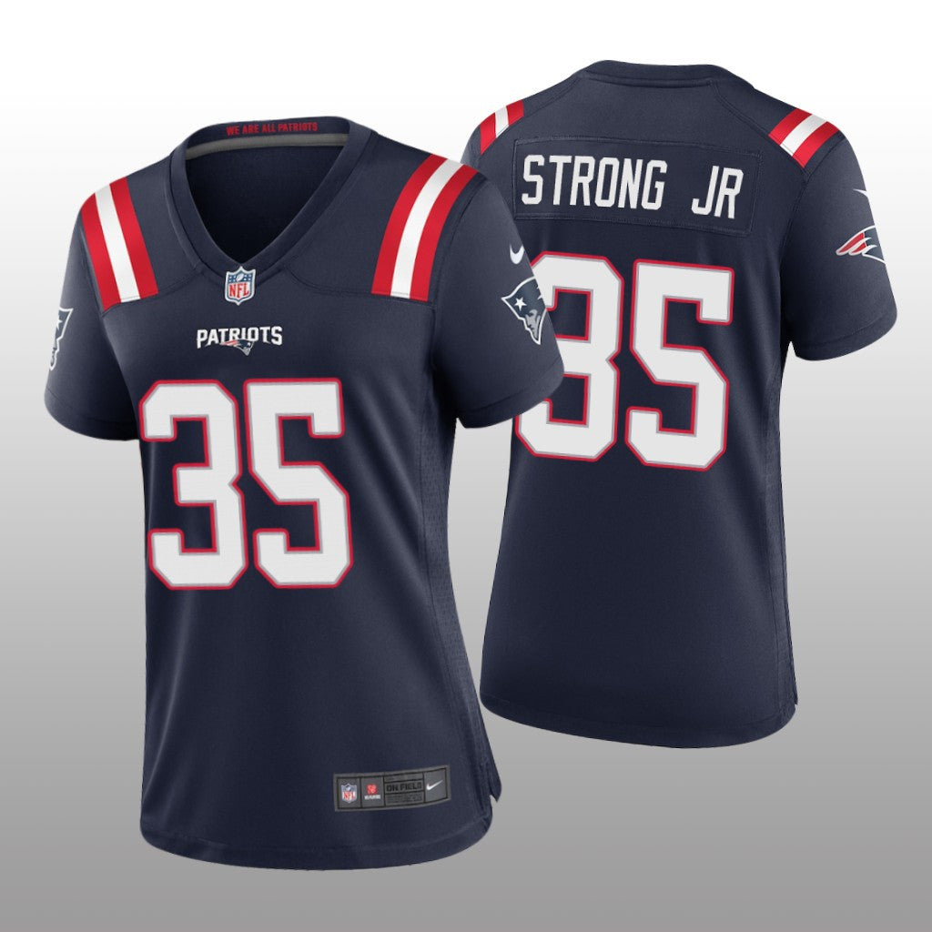 New England Patriots Pierre Strong Jr. Navy Jersey Game Women's