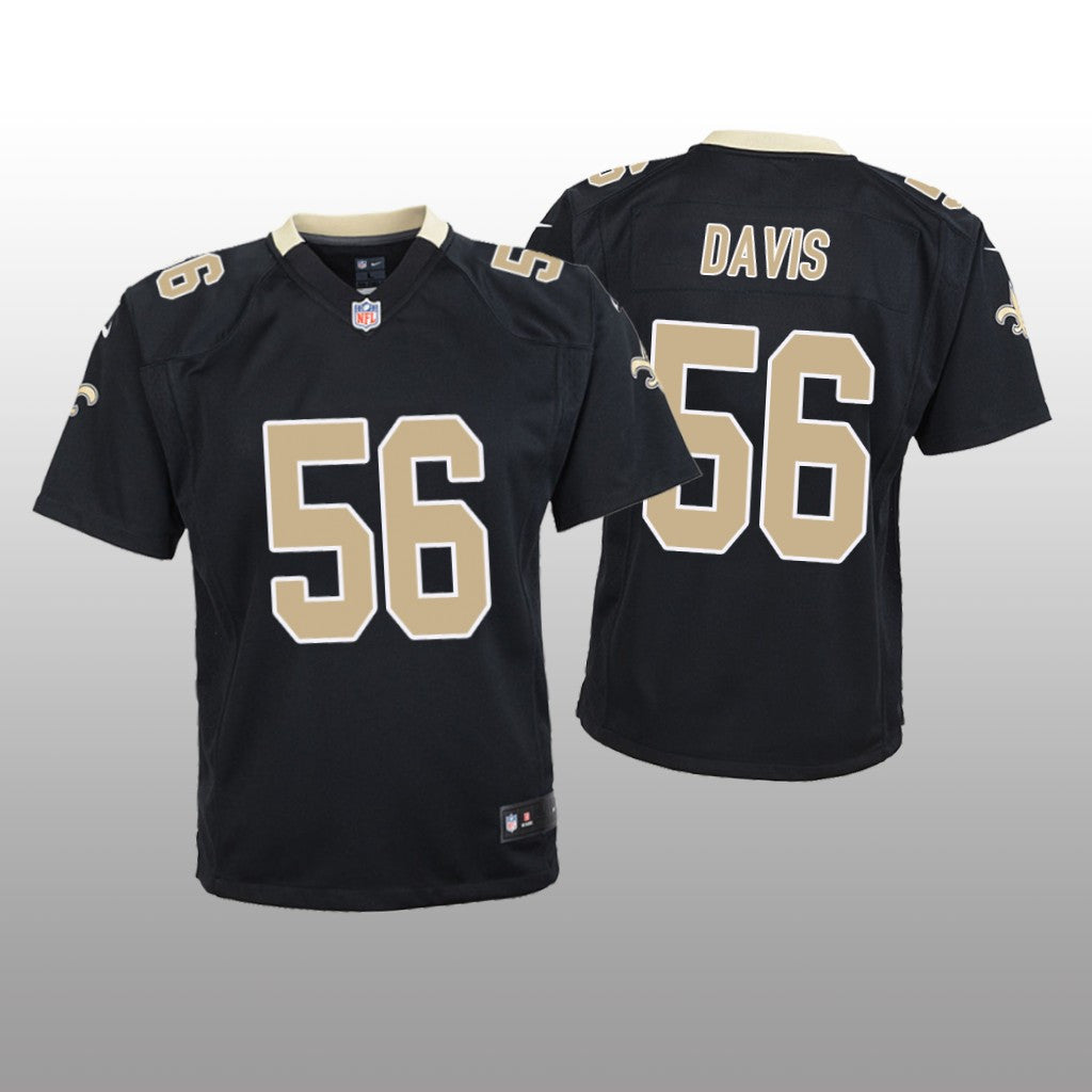 New Orleans Saints #56 Black Demario Davis Game Jersey Youth