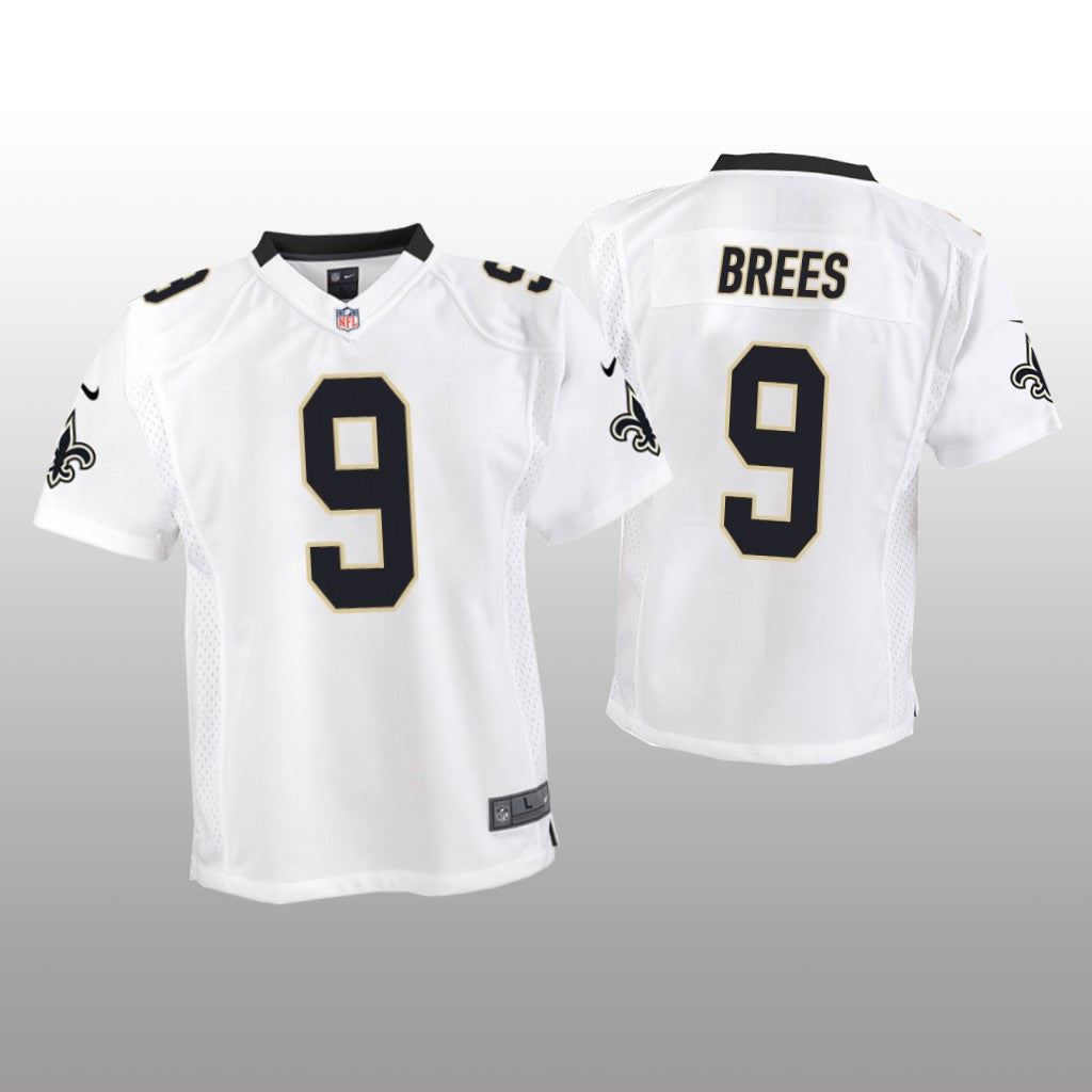 New Orleans Saints #9 White Drew Brees Game Jersey Youth