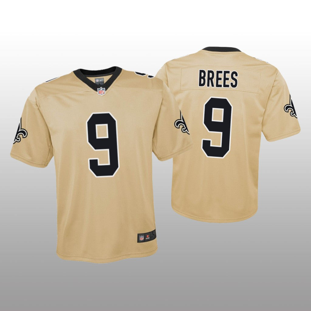 New Orleans Saints Drew Brees Gold Jersey Inverted Game Youth