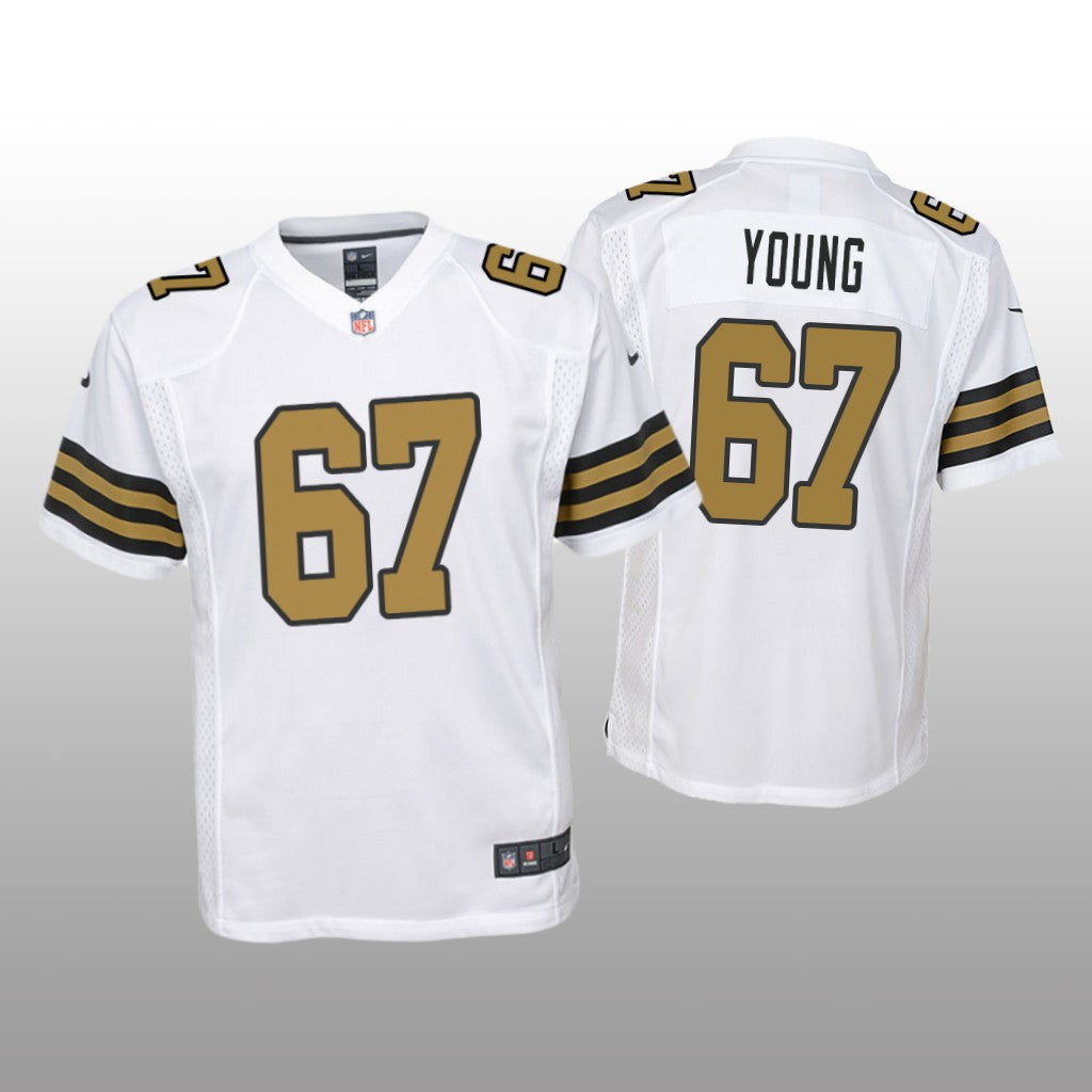 New Orleans Saints Landon Young White Jersey Color Rush Game Youth