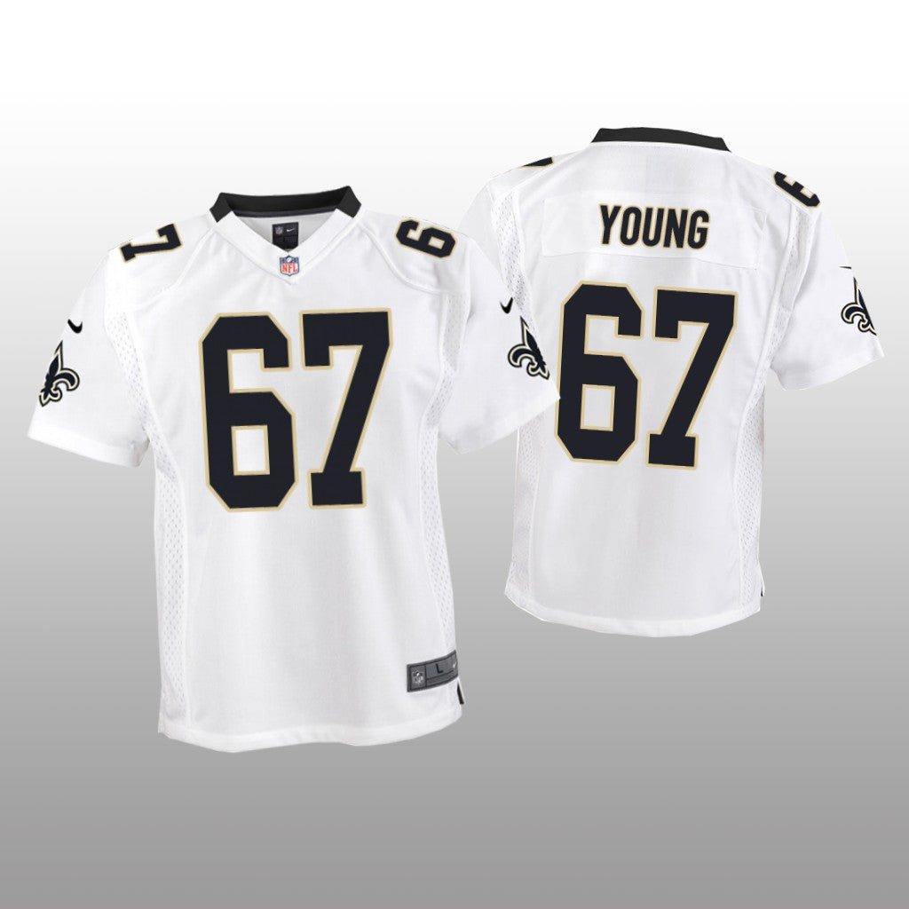 New Orleans Saints Landon Young White Jersey Game Youth
