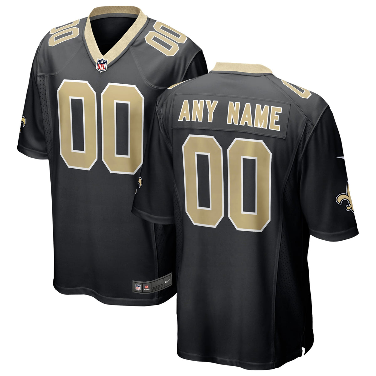 New Orleans Saints Nike Custom Game Jersey Black