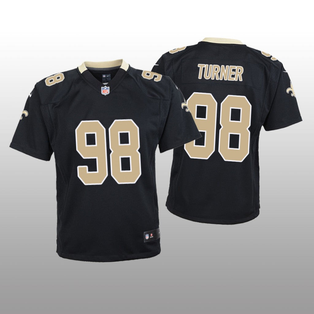 New Orleans Saints Payton Turner Black Jersey Game Youth