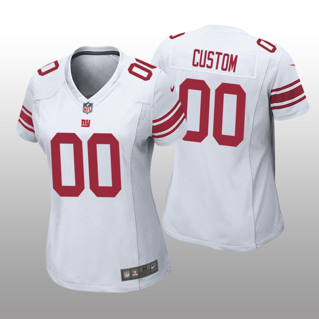 New York Giants # White Custom Game Jersey Women
