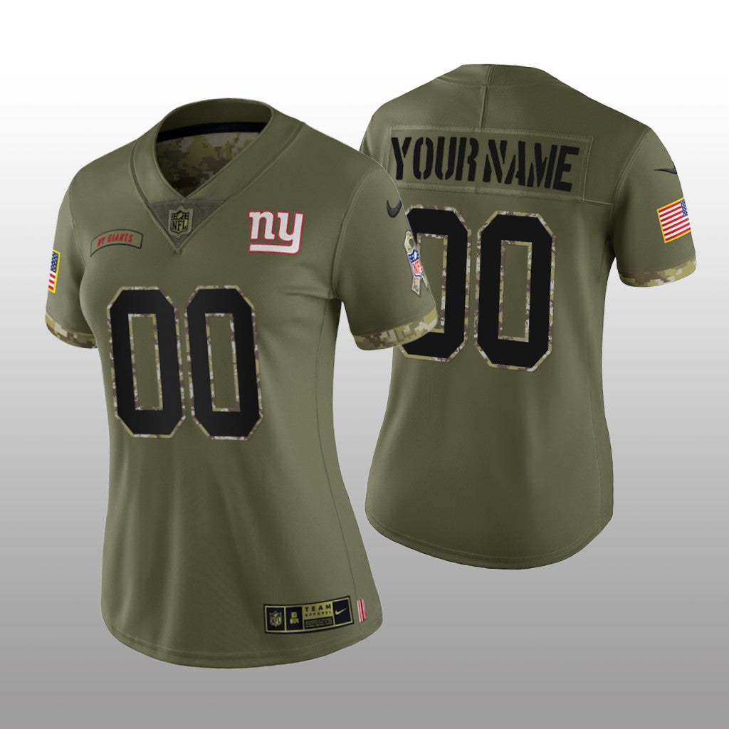 New York Giants Custom Olive Limited Jersey Salute To Service Women's