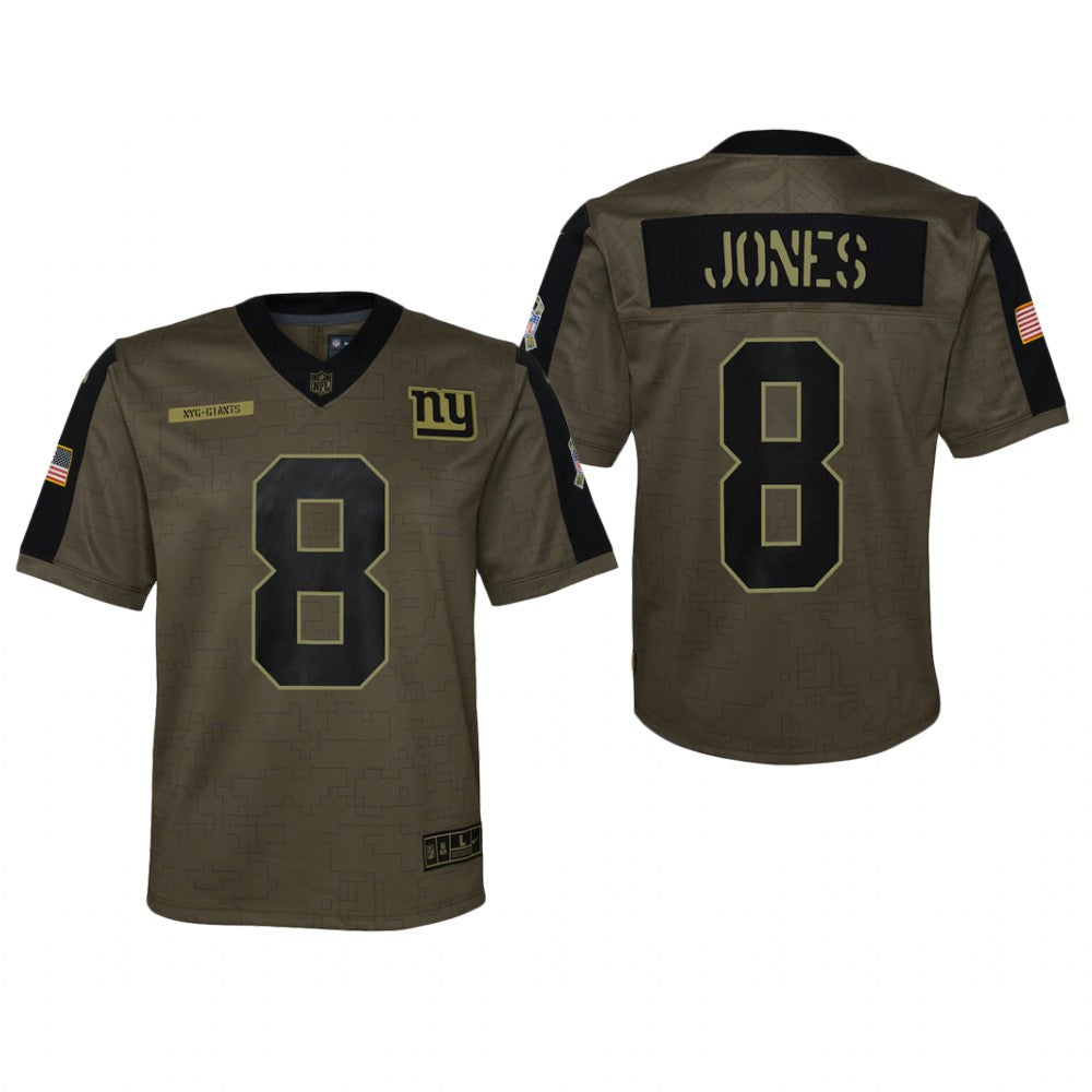 New York Giants Daniel Jones Olive Game Jersey Salute To Service Youth
