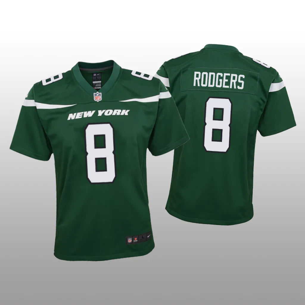 New York Jets Aaron Rodgers Green Jersey Game Youth