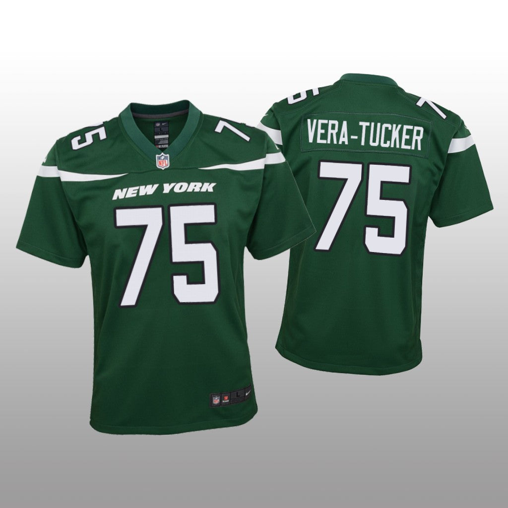 New York Jets Alijah Vera-Tucker Green Jersey Game Youth