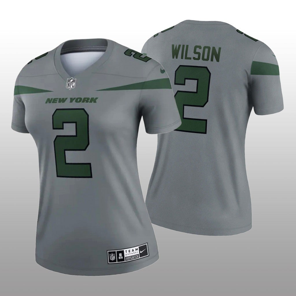 New York Jets Zach Wilson Gray Jersey Inverted Legend Women's