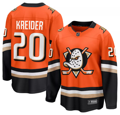 NHL Men's Anaheim Ducks Chris Kreider #20 Orange Breakaway Home Replica Jersey