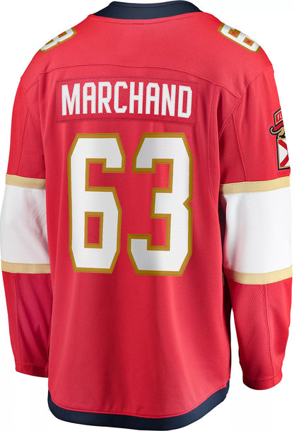 NHL Men's Florida Panthers Brad Marchand #63 Red Breakaway Replica Home Jersey