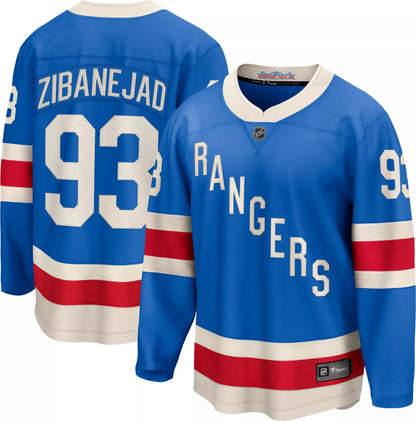 NHL Men's New York Rangers Mika Zibanejad #93 Centennial Alternate Blue Breakaway Replica Jersey
