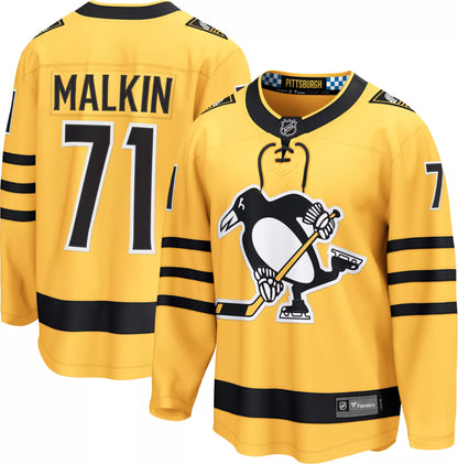 NHL Men's Pittsburgh Penguins Evgeni Malkin #71 Gold Breakaway Replica Alternate Jersey