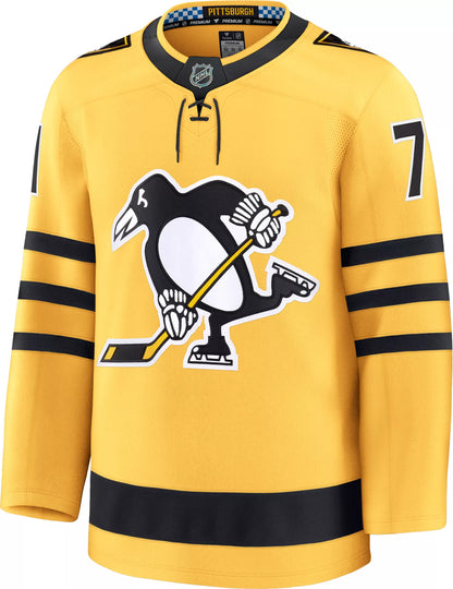 NHL Men's Pittsburgh Penguins Evgeni Malkin #71 Yellow Premium Authentic Alternate Jersey