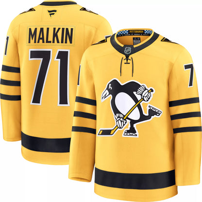 NHL Men's Pittsburgh Penguins Evgeni Malkin #71 Yellow Premium Authentic Alternate Jersey