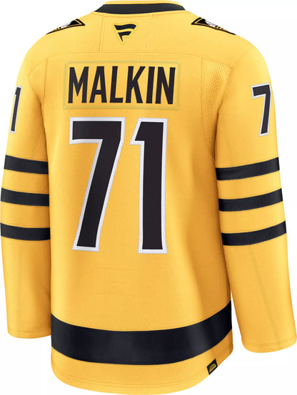 NHL Men's Pittsburgh Penguins Evgeni Malkin #71 Yellow Premium Authentic Alternate Jersey