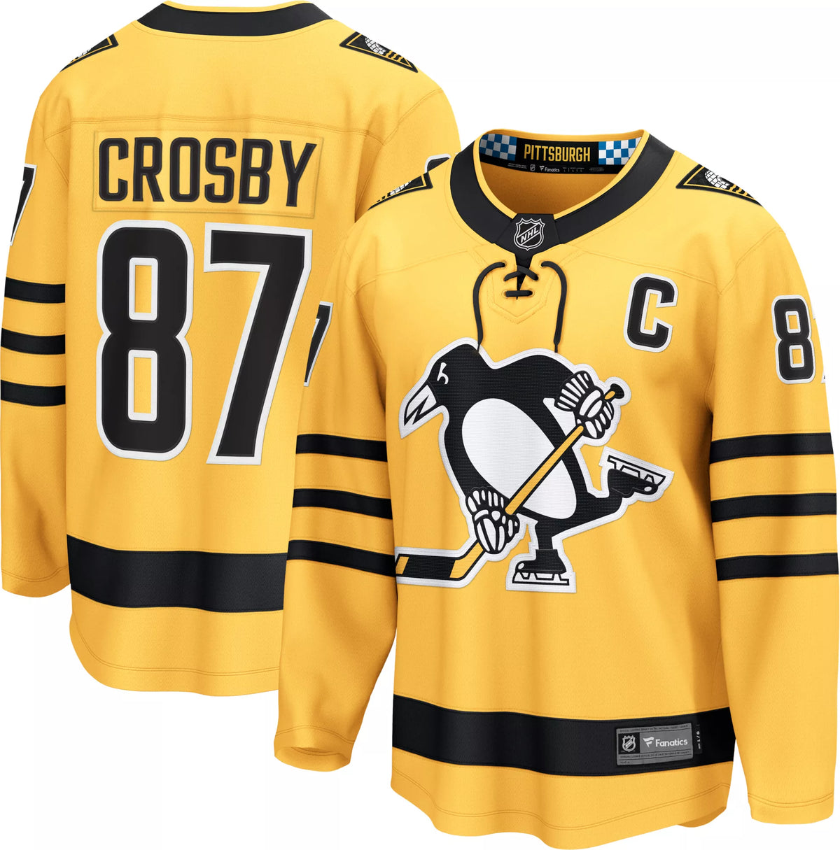 NHL Men's Pittsburgh Penguins Sidney Crosby #87 Gold Breakaway Replica Alternate Jersey