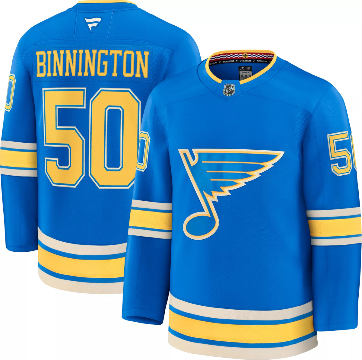 NHL Men's St. Louis Blues Jordan Binnington #50 2024-2025 Premium Authentic Alternate Jersey