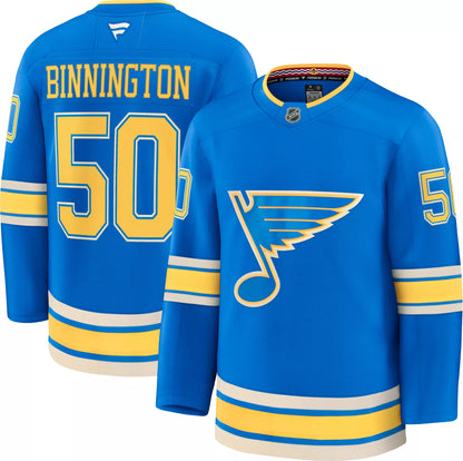 NHL Men's St. Louis Blues Jordan Binnington #50 2024-2025 Premium Authentic Alternate Jersey