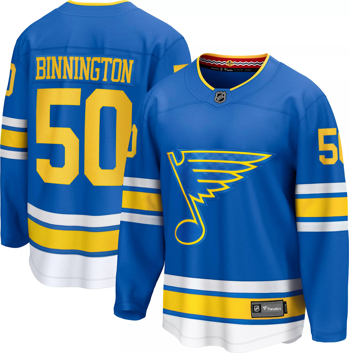 NHL Men's St. Louis Blues Jordan Binnington #50 Home Blue Breakaway Replica Jersey