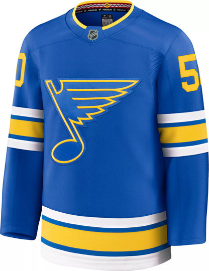 NHL Men's St. Louis Blues Jordan Binnington #50 Home Blue Premium Authentic Jersey