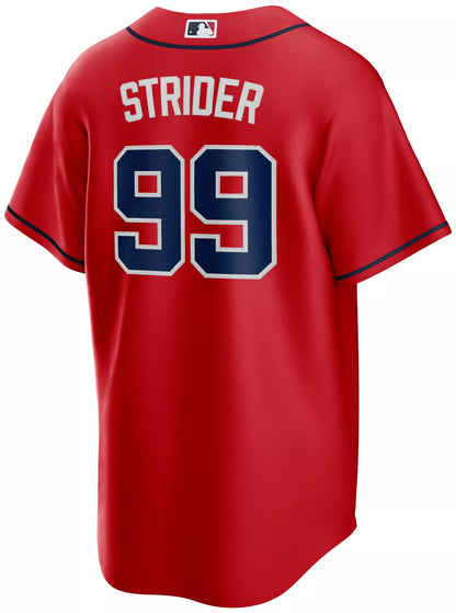 Nike Adult Atlanta Braves Red Spencer Strider #99 Replica Jersey
