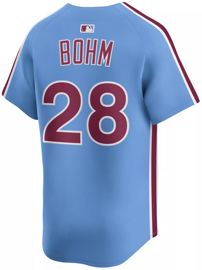 Nike Adult Philadelphia Phillies Alec Bohm #28 Light Blue Limited Jersey