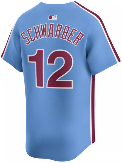Nike Adult Philadelphia Phillies Kyle Schwarber #12 Light Blue Limited Jersey