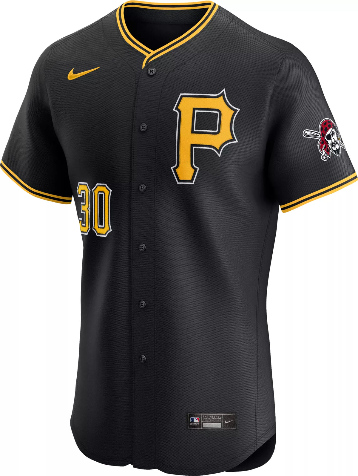 Nike Adult Pittsburgh Pirates Paul Skenes #30 Black Gold Batterman Elite Jersey