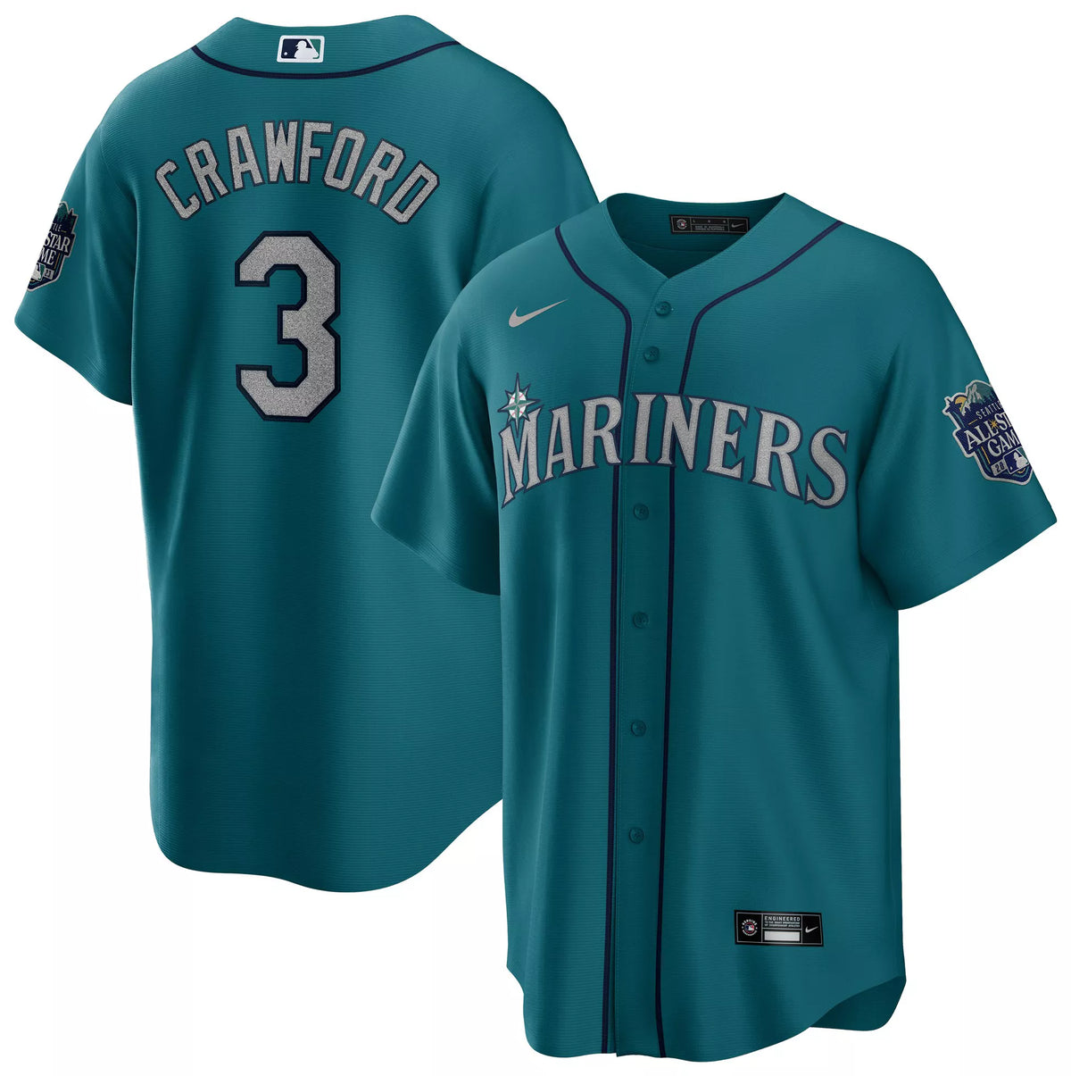 Nike Adult Seattle Mariners JP Crawford #3 Mardi Gras Replica Jersey