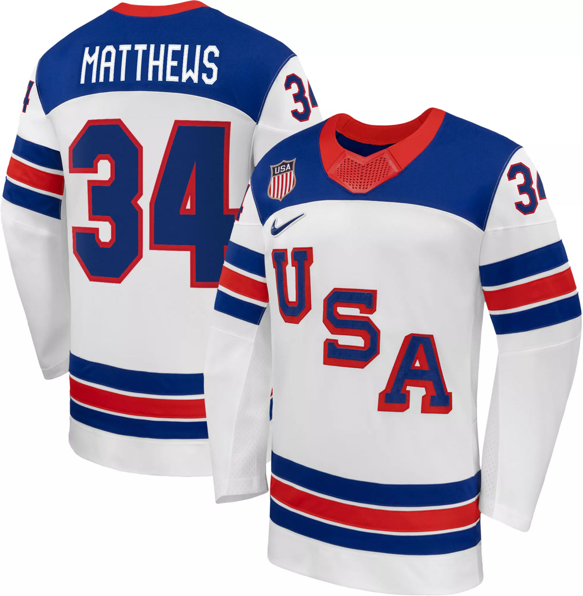 Nike Adult Team USA Auston Matthews #34 Replica White Jersey