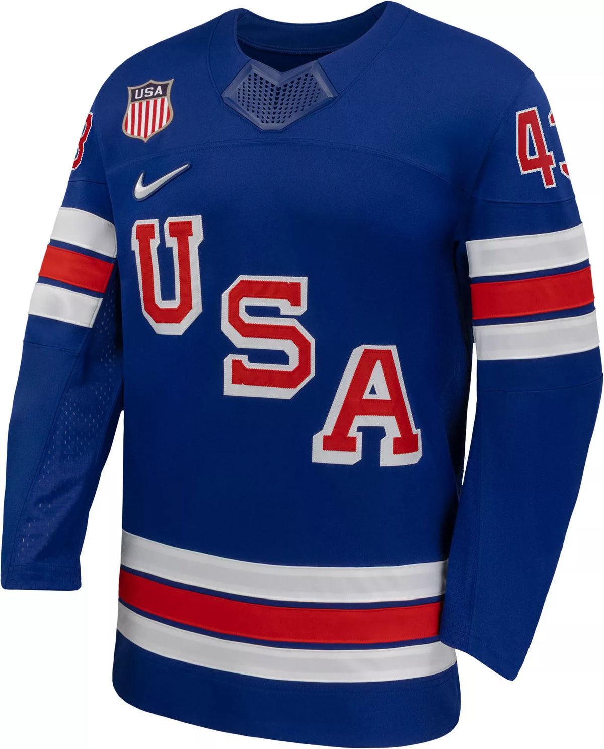 Nike Adult Team USA Quinn Hughes #43 Replica Blue Jersey