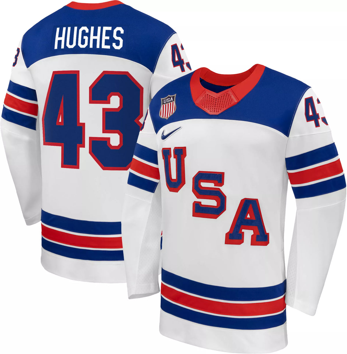 Nike Adult Team USA Quinn Hughes #43 Replica White Jersey