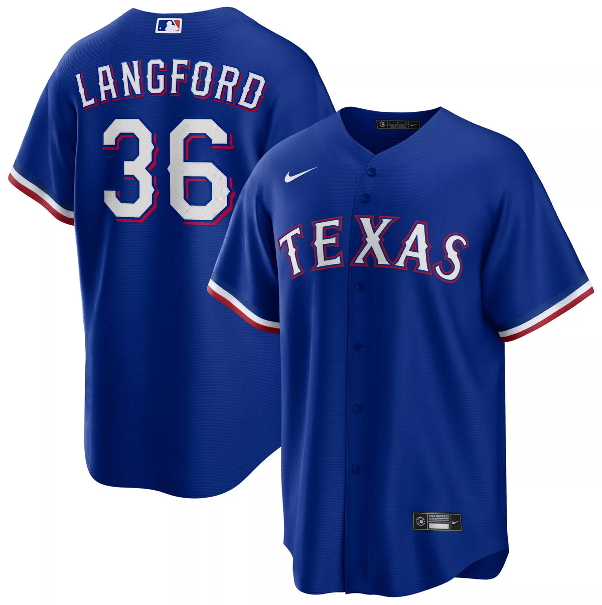 Nike Adult Texas Rangers Wyatt Langford #32 Blue Replica Jersey