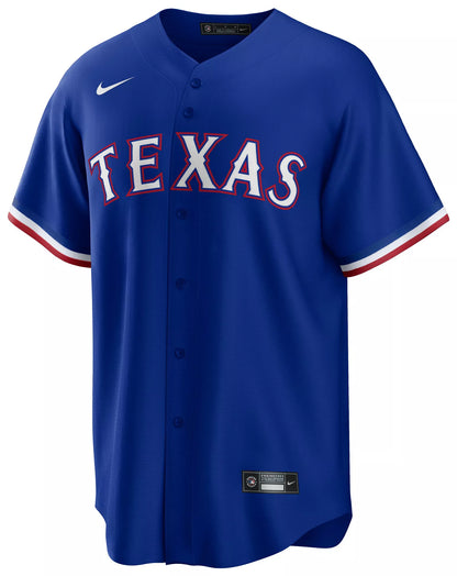 Nike Adult Texas Rangers Wyatt Langford #32 Blue Replica Jersey