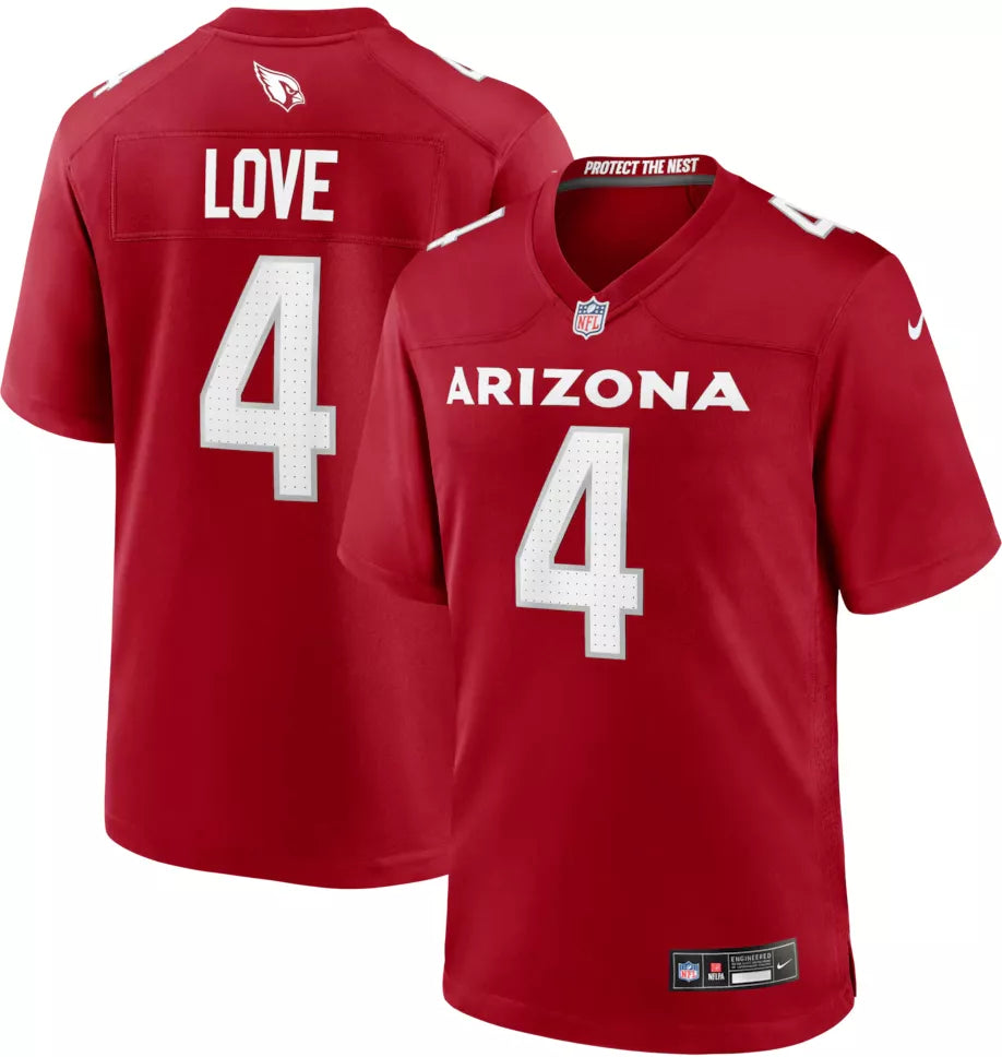 Nike Men's Arizona Cardinals Jeremiyah Love #4 Red Home Game Jersey