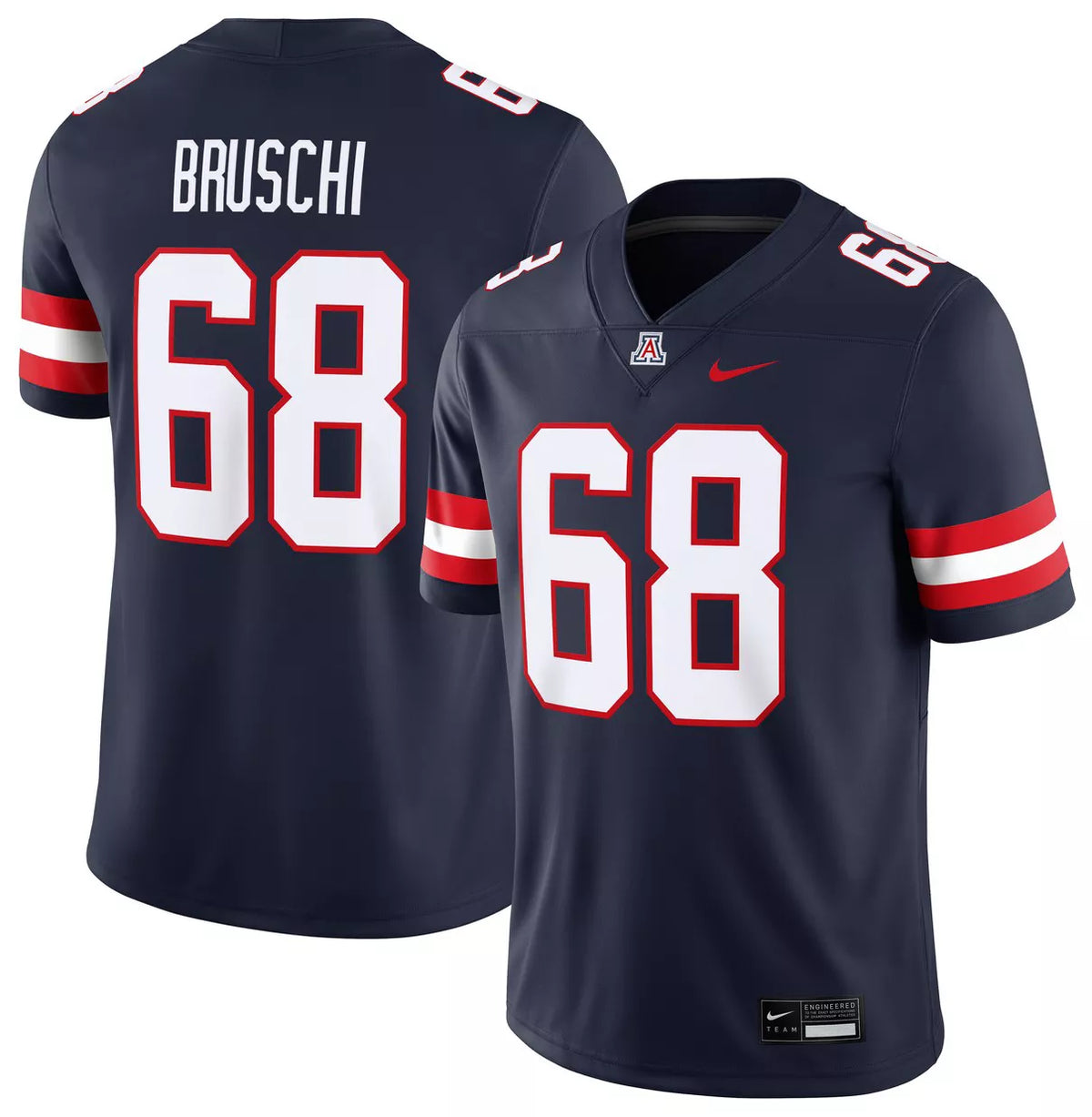 Nike Men's Arizona Wildcats Tedy Bruschi #68 Navy Replica Football Jersey
