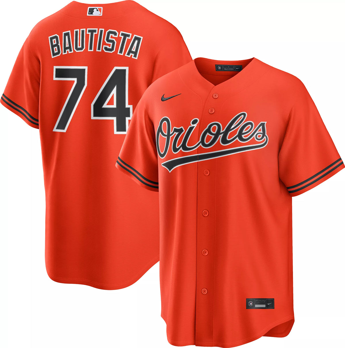 Nike Men's Baltimore Orioles Felix Bautista #74 Orange Alternate 2 Replica Jersey