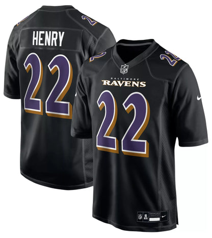 Nike Men's Baltimore Ravens Derrick Henry #22 Black Replica Football Game Jersey